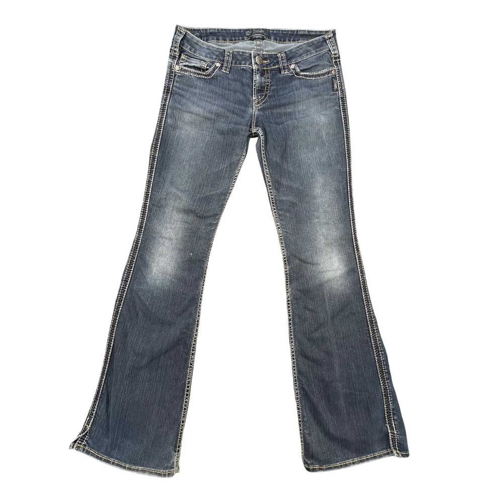 Silver Blue Frances Distressed Bootcut Jeans Womens 32x35 Y2K Western